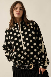 Right Spot Polka Dot Fleece Half-Zip Pullover Jacket - ShopPromesa
