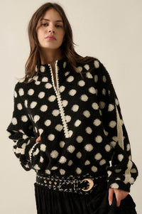 Right Spot Polka Dot Fleece Half-Zip Pullover Jacket - ShopPromesa