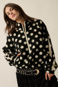 Right Spot Polka Dot Fleece Half-Zip Pullover Jacket - ShopPromesa