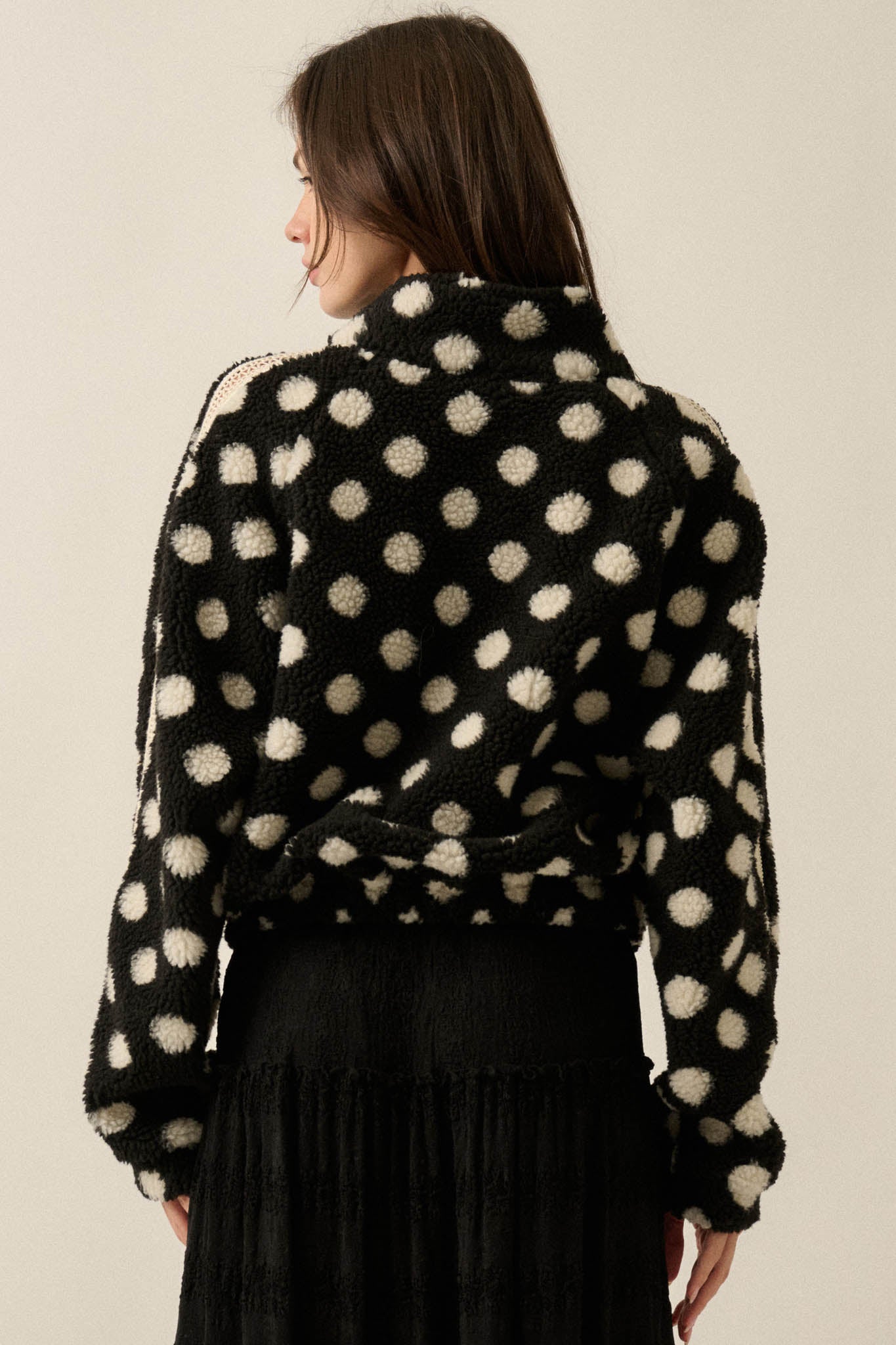 Right Spot Polka Dot Fleece Half-Zip Pullover Jacket - ShopPromesa