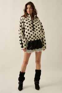 Right Spot Polka Dot Fleece Half-Zip Pullover Jacket - ShopPromesa