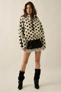 Right Spot Polka Dot Fleece Half-Zip Pullover Jacket - ShopPromesa