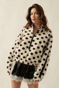 Right Spot Polka Dot Fleece Half-Zip Pullover Jacket - ShopPromesa