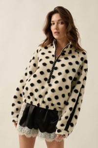 Right Spot Polka Dot Fleece Half-Zip Pullover Jacket - ShopPromesa
