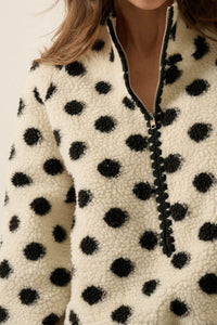 Right Spot Polka Dot Fleece Half-Zip Pullover Jacket - ShopPromesa