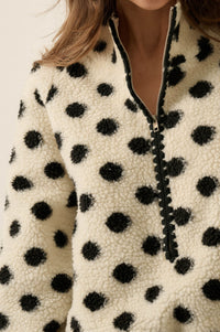Right Spot Polka Dot Fleece Half-Zip Pullover Jacket - ShopPromesa
