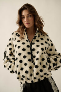 Right Spot Polka Dot Fleece Half-Zip Pullover Jacket - ShopPromesa