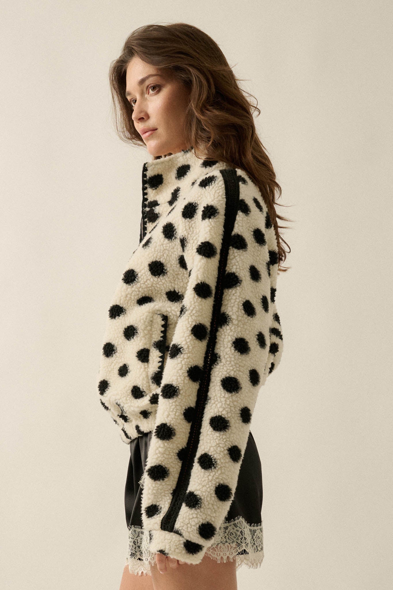 Right Spot Polka Dot Fleece Half-Zip Pullover Jacket - ShopPromesa