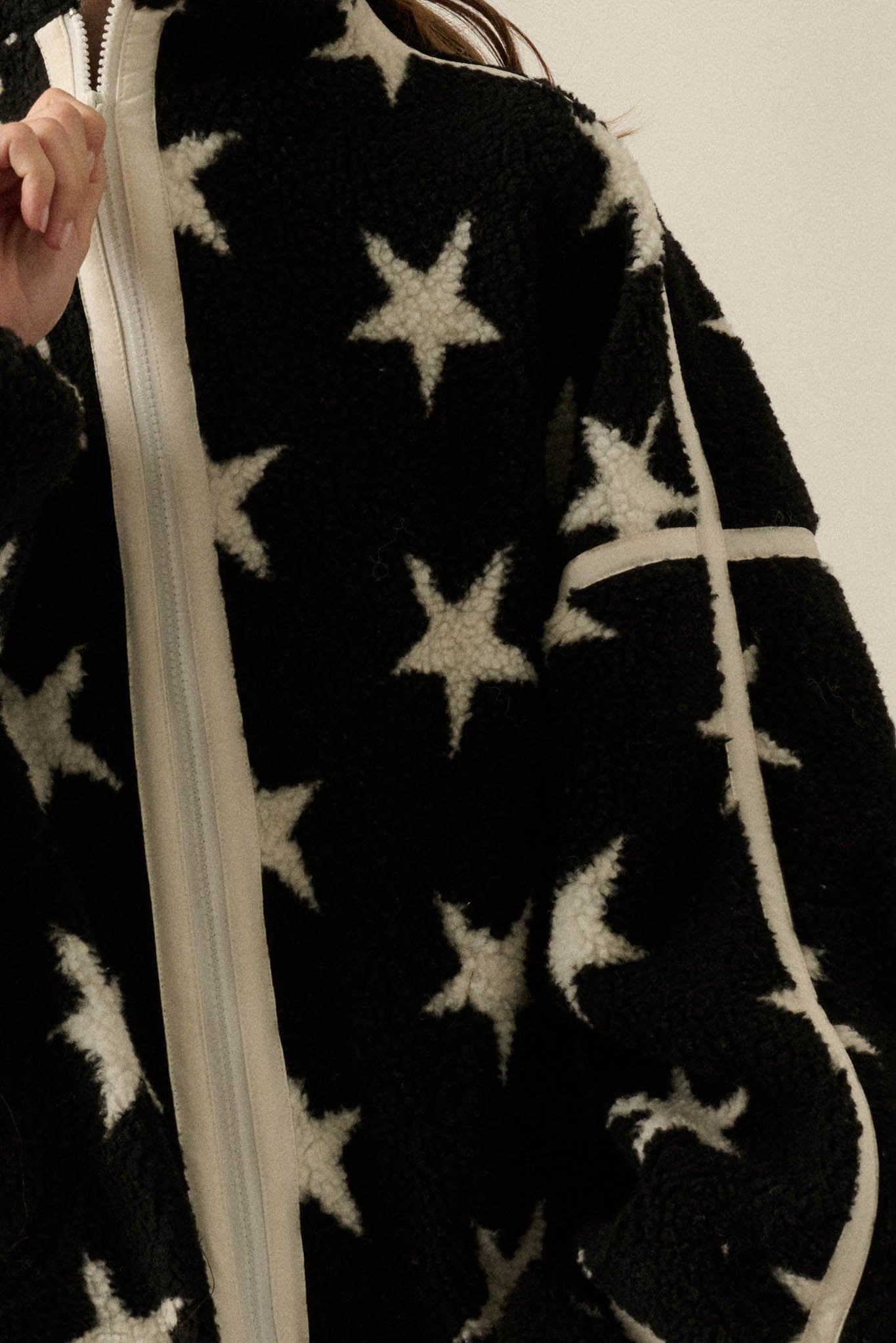 Midwinter Nights Star-Print Fleece Zip-Up Jacket - ShopPromesa