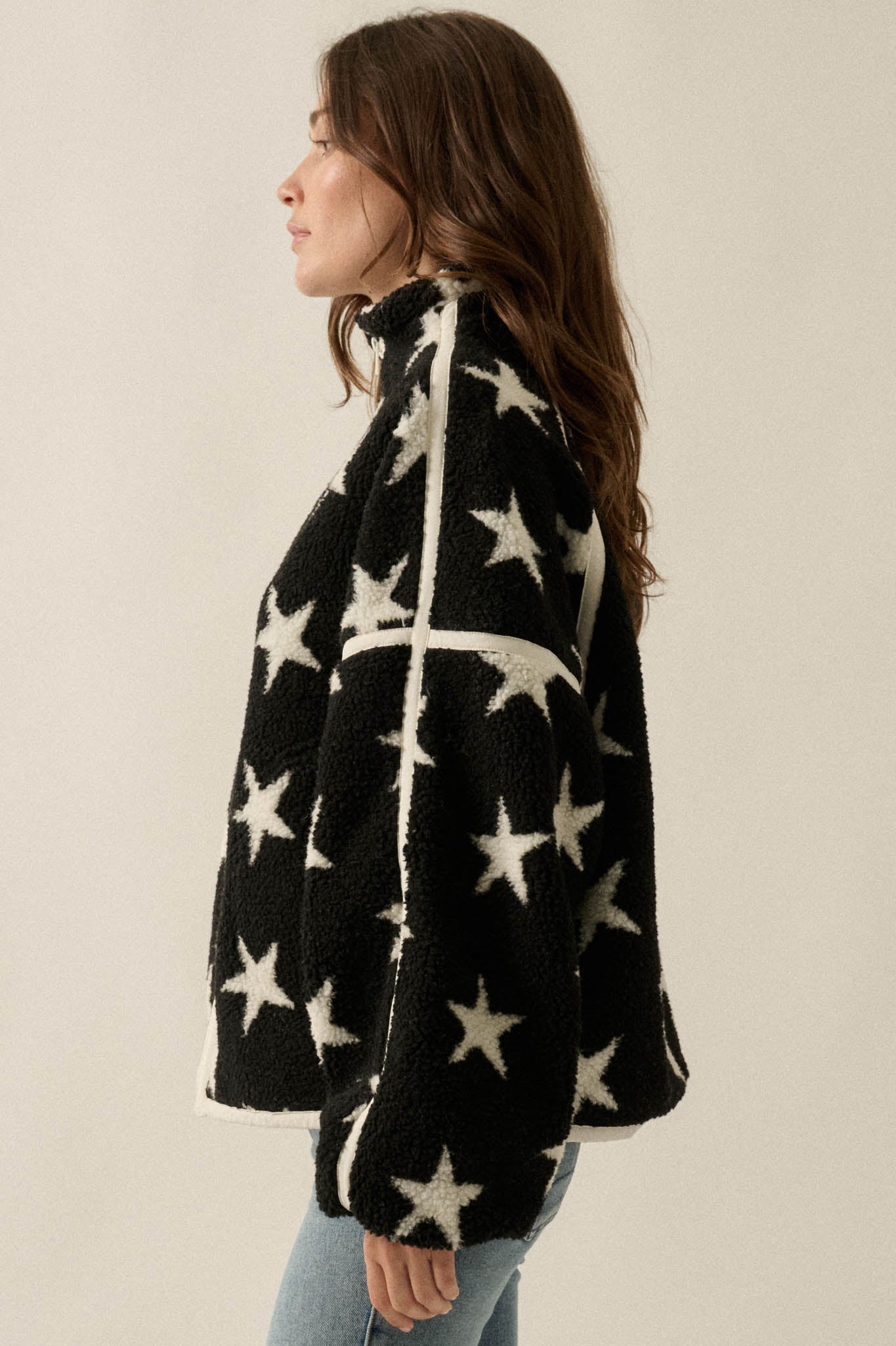Midwinter Nights Star-Print Fleece Zip-Up Jacket - ShopPromesa