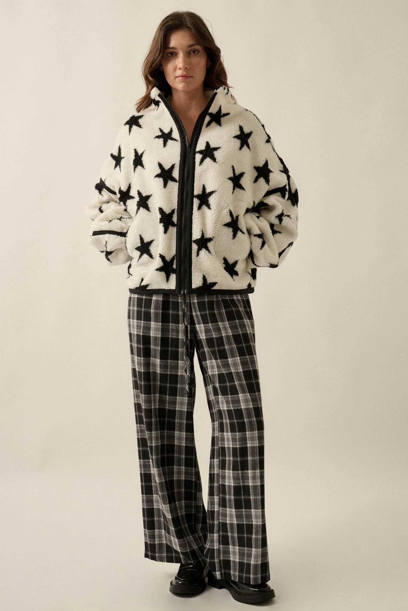 Midwinter Nights Star-Print Fleece Zip-Up Jacket - ShopPromesa