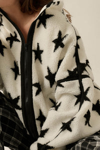 Midwinter Nights Star-Print Fleece Zip-Up Jacket - ShopPromesa