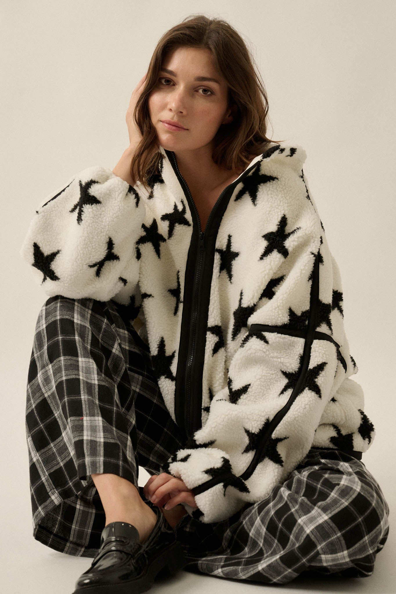 Midwinter Nights Star-Print Fleece Zip-Up Jacket - ShopPromesa