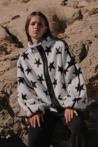 Midwinter Nights Star-Print Fleece Zip-Up Jacket - ShopPromesa