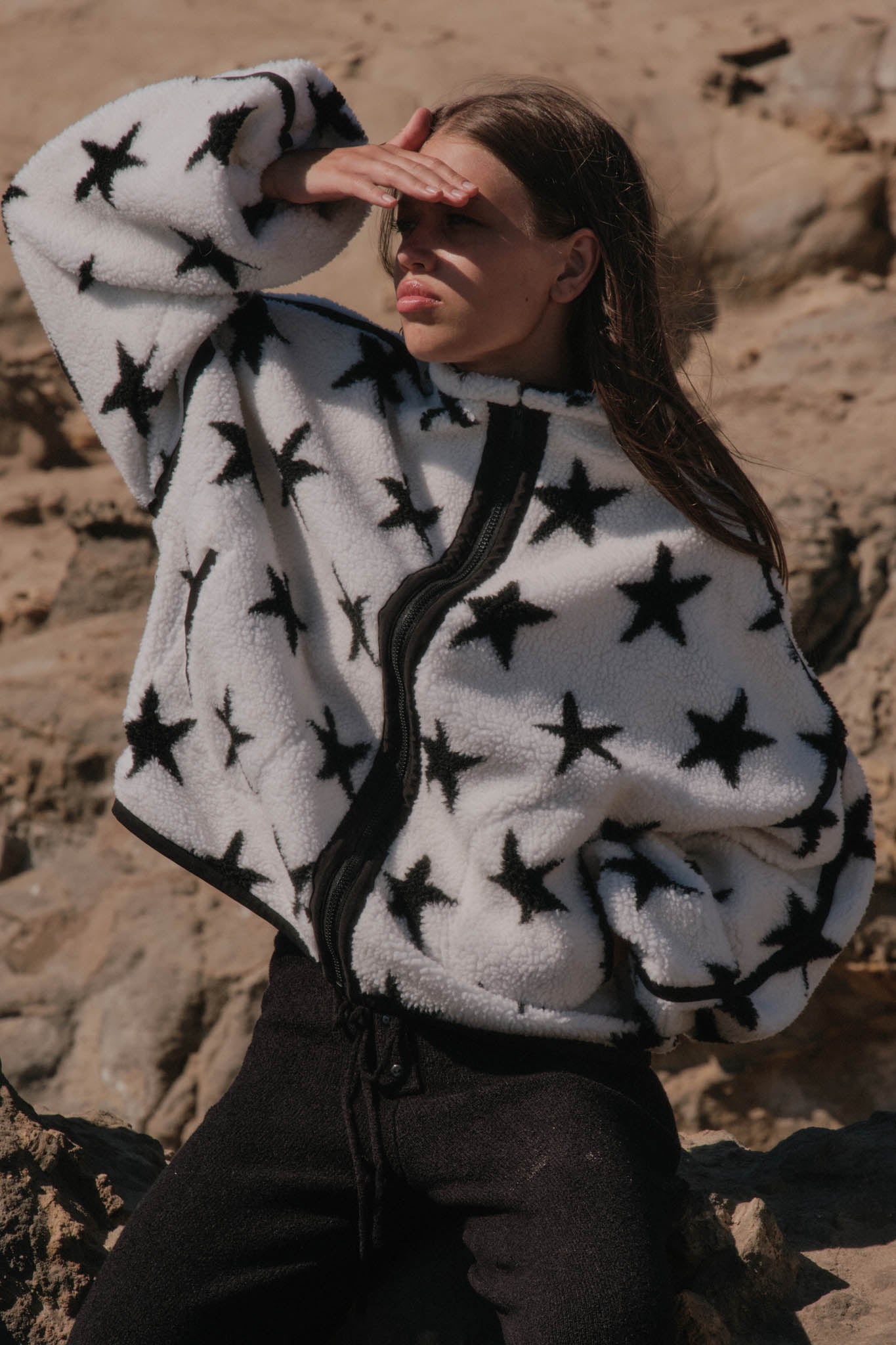 Midwinter Nights Star-Print Fleece Zip-Up Jacket - ShopPromesa