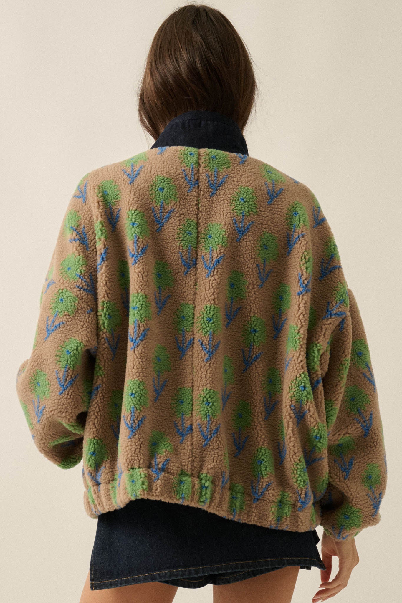 Winter Blooms Floral-Print Fleece Pullover Jacket - ShopPromesa