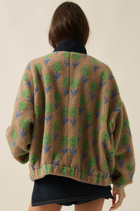 Winter Blooms Floral-Print Fleece Pullover Jacket - ShopPromesa
