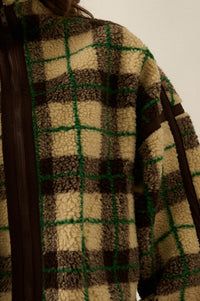 Homeward Bound Plaid Sherpa Fleece Zip-Up Jacket - ShopPromesa