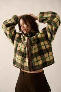 Homeward Bound Plaid Sherpa Fleece Zip-Up Jacket - ShopPromesa