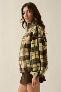 Homeward Bound Plaid Sherpa Fleece Zip-Up Jacket - ShopPromesa