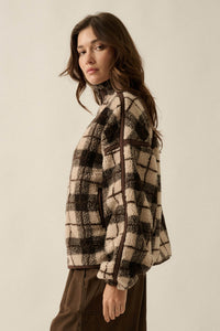 Homeward Bound Plaid Sherpa Fleece Zip-Up Jacket - ShopPromesa