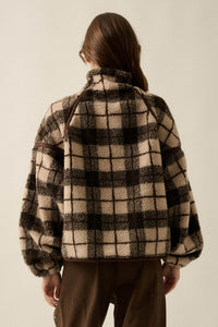 Homeward Bound Plaid Sherpa Fleece Zip-Up Jacket - ShopPromesa