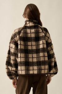 Homeward Bound Plaid Sherpa Fleece Zip-Up Jacket - ShopPromesa