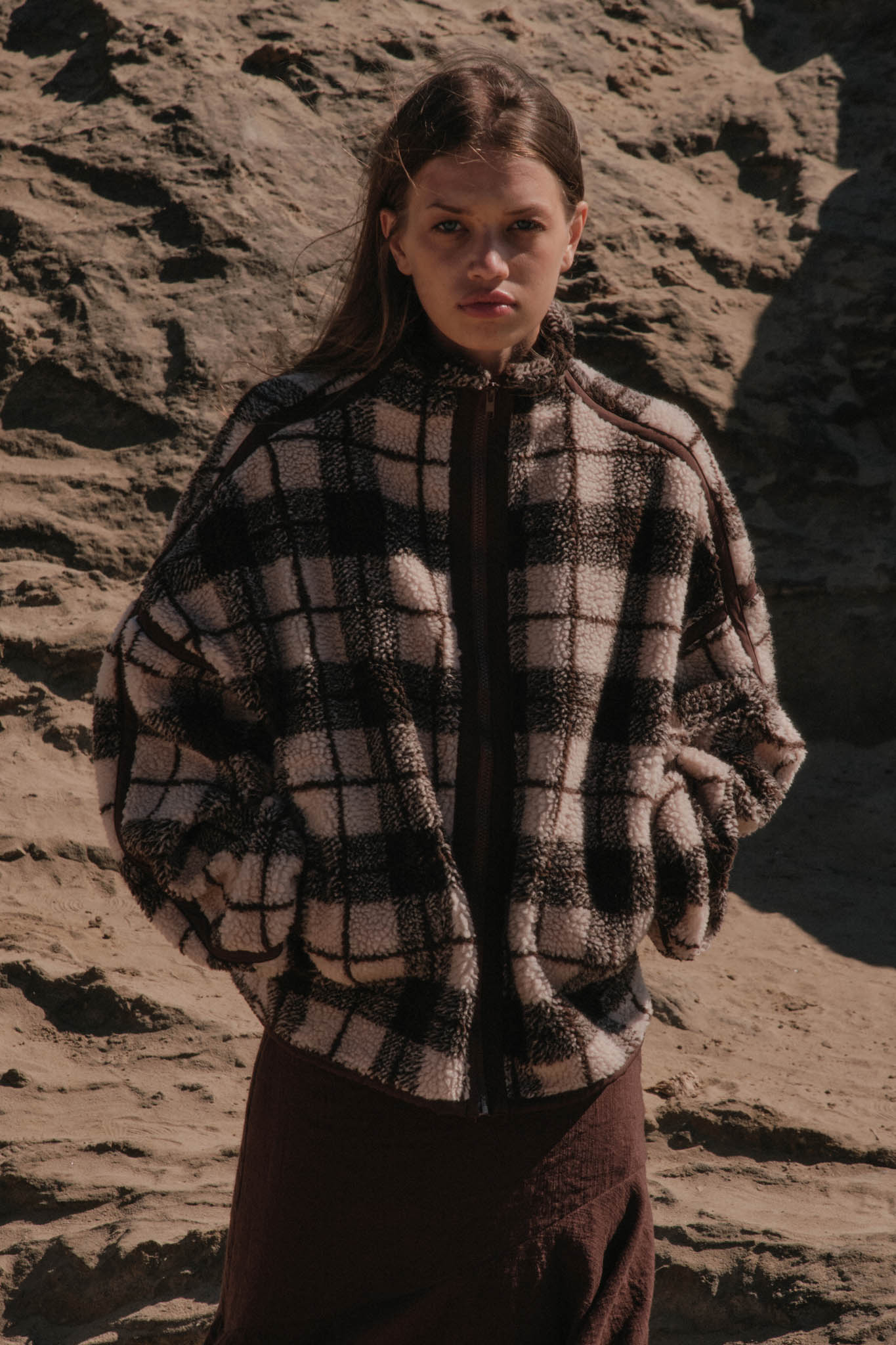 Homeward Bound Plaid Sherpa Fleece Zip-Up Jacket - ShopPromesa