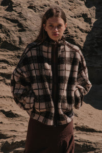 Homeward Bound Plaid Sherpa Fleece Zip-Up Jacket - ShopPromesa