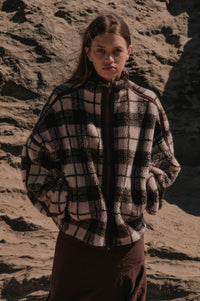 Homeward Bound Plaid Sherpa Fleece Zip-Up Jacket - ShopPromesa