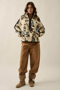 Modern Garden Abstract Floral Fleece Pullover Jacket - ShopPromesa