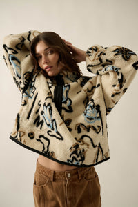 Modern Garden Abstract Floral Fleece Pullover Jacket - ShopPromesa