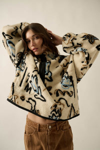 Modern Garden Abstract Floral Fleece Pullover Jacket - ShopPromesa