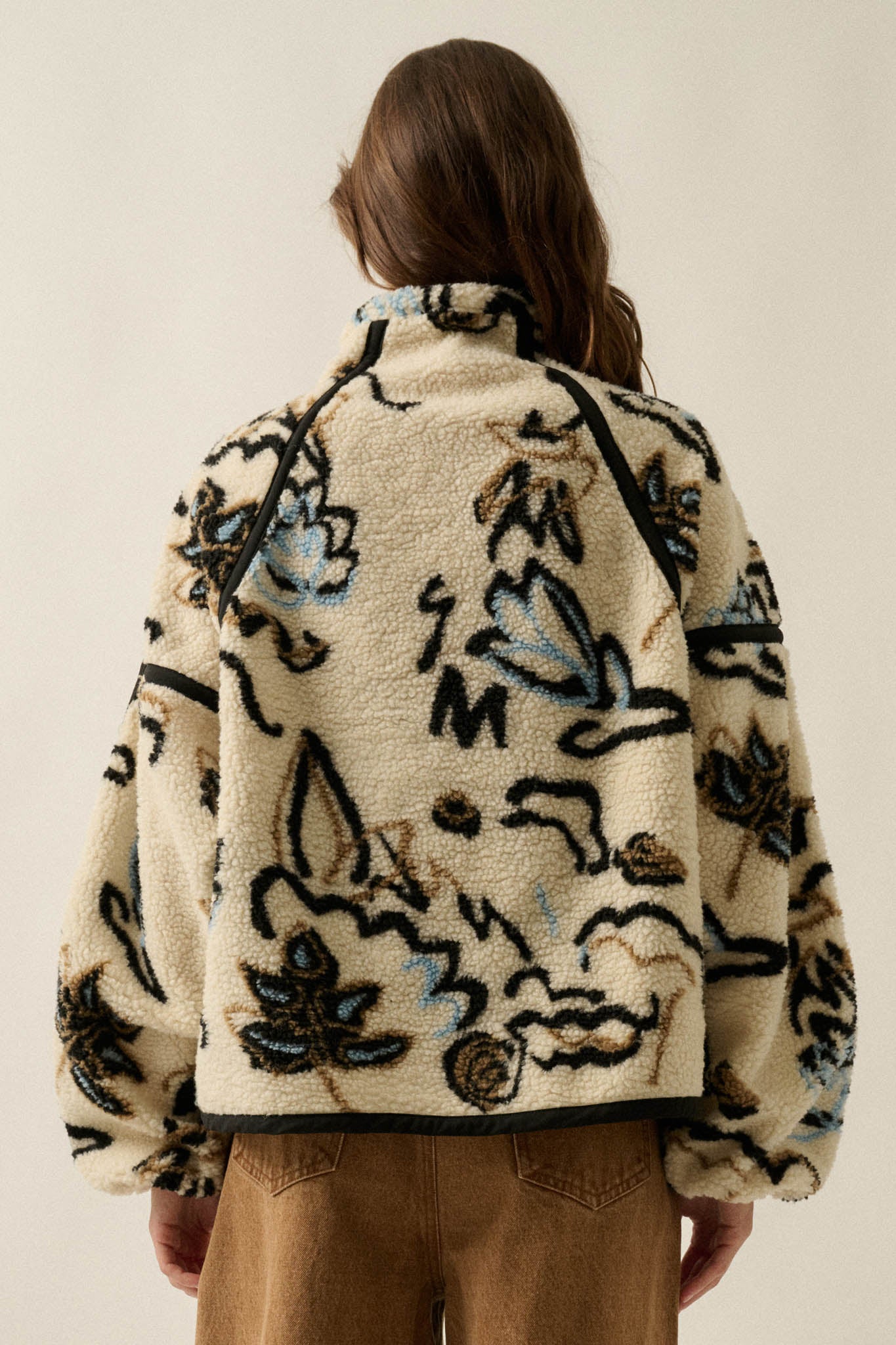Modern Garden Abstract Floral Fleece Pullover Jacket - ShopPromesa