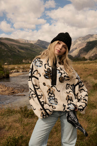 Modern Garden Abstract Floral Fleece Pullover Jacket - ShopPromesa