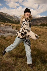 Modern Garden Abstract Floral Fleece Pullover Jacket - ShopPromesa