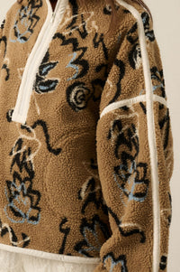 Modern Garden Abstract Floral Fleece Pullover Jacket - ShopPromesa