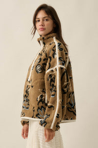Modern Garden Abstract Floral Fleece Pullover Jacket - ShopPromesa