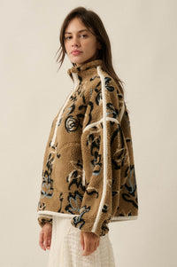 Modern Garden Abstract Floral Fleece Pullover Jacket - ShopPromesa