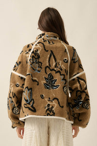 Modern Garden Abstract Floral Fleece Pullover Jacket - ShopPromesa