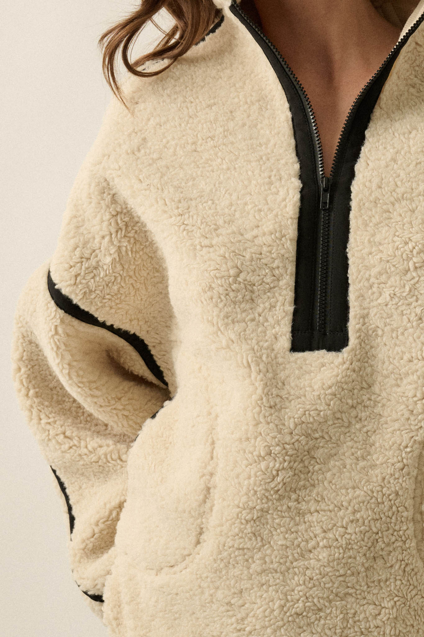 Snuggle Up Solid Fleece Half-Zip Pullover Jacket - ShopPromesa
