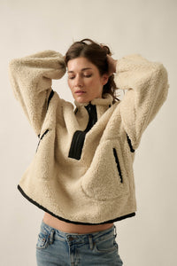 Snuggle Up Solid Fleece Half-Zip Pullover Jacket - ShopPromesa
