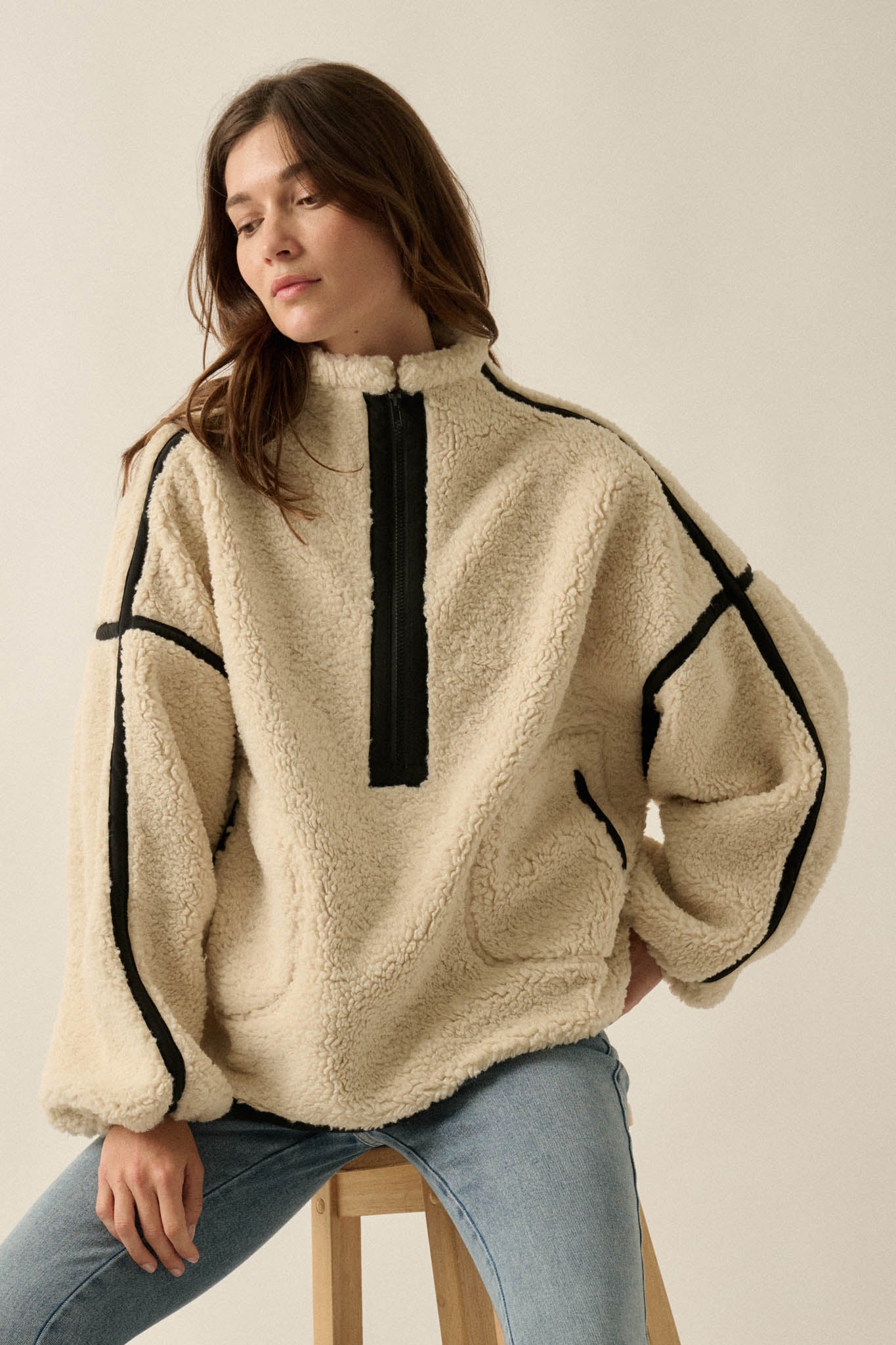 Snuggle Up Solid Fleece Half-Zip Pullover Jacket - ShopPromesa