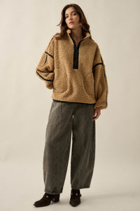 Snuggle Up Solid Fleece Half-Zip Pullover Jacket - ShopPromesa