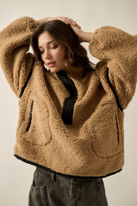 Snuggle Up Solid Fleece Half-Zip Pullover Jacket - ShopPromesa