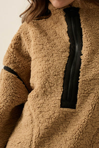 Snuggle Up Solid Fleece Half-Zip Pullover Jacket - ShopPromesa