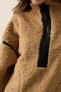 Snuggle Up Solid Fleece Half-Zip Pullover Jacket - ShopPromesa