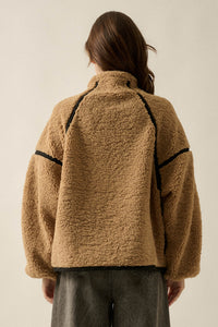 Snuggle Up Solid Fleece Half-Zip Pullover Jacket - ShopPromesa