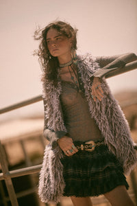 Wild Side Faux Fur Open-Front Longline Vest - ShopPromesa
