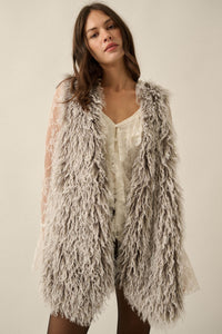 Wild Side Faux Fur Open-Front Longline Vest - ShopPromesa